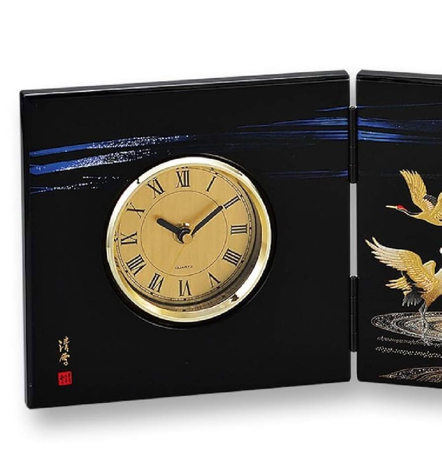 新品未使用　山中漆器　漆芸時計　雅　 MIYABI QUARTZ まえじゅう漆器 ヨドバシ.com - まえじゅう漆器 みやび 屏風時計（中） 7W-107